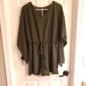 Emerald green shorts romper